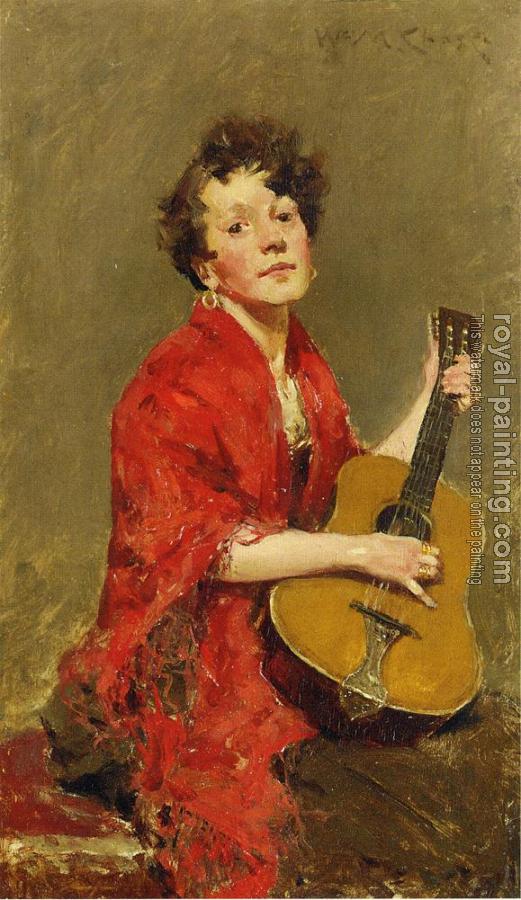 William Merritt Chase : Girl with Guitar